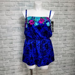 Vintage 80s 90s Gabar Womens 16 Bright Colorful Floral Swim Top Tankini NEW NOS