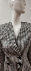 Neiman Marcus Wide Big Shoulders Avante-garde Jacket Wool Black Houndstooth 80s