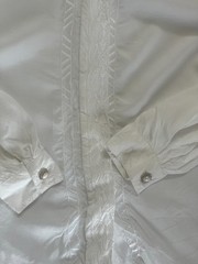 Vintage Women’s White Button-up Embordered Tess Blouse, Size 10, Cottage Core