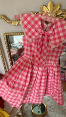 Vintage Pink Springy Gingham Babydoll Button Up Sleeveless 1960s mod Dress XXS