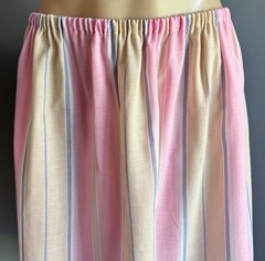 Vintage 1970 Skirt Elastic Waist Sze 16/18 Pastel Stripe Print Semi Sheer Fabric