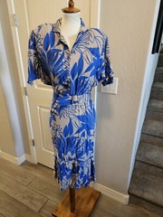 Joni Blair Tropical Floral Print Belt Dress Vintage 80s Women’s Size 5