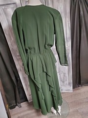 M VTG 80s Spencer Alexis 80s Does 40s dress Flowy Chiffon Peplum Midi Elastic W