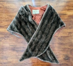Vtg 1950s Princetons Mutation Brown Faux Mink Fur Stole Caplet Evening Wrap