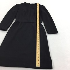 Vintage 1960s Sue Brett Knits Fit & Flare Dress S Solid Black Classic Union Made