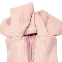 CHANEL Vintage 94A CC Logo Button Tweed Jacket Skirt Set #38 Wool Pink Fringe