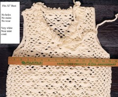 60’s White Crochet Shift Dress Mod Hippie Vintage, Small, 1960’s sheer