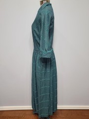 Vintage 1940s 1950s Teal Green Stripe Design Dress Bob Low (B-34″ W-27″)