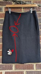 Prada Vintage Y2K Dark Blue Knit Skirt-Custom Unicorn/Heart Patch-Sz 44/US 8