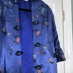 Kimono Robe Pockets, Blue ,Tailored Saigon Vietnam War Vintage 1966 Dress