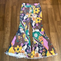RARE We The Free Free People Boho “Just Float On” Frayed Flared Stretch Pants