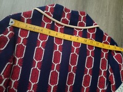 VTG 60s MOD Red Blue Tapestry Coat Sz S? Swing MCM Union Go-Go Groovy Baby FLAWS