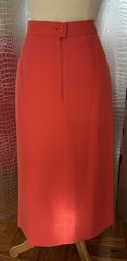 Louis Feraud Vibrant Vintage Coral Reef Pink Red Straight Skirt Suit 80s 90s