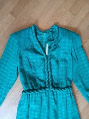 Vintage 1980’s Stanley Platos Green Silk Braided Dress S Preppy Academia