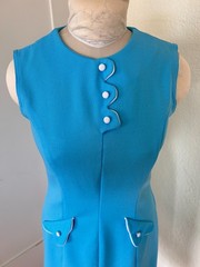 Vintage 60s mod blue sleeveless dress Small Med gogo mid century modern