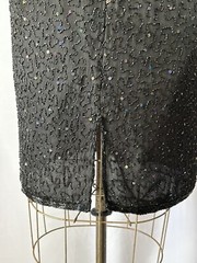 Beaded Drama Special Occasion Dress Black Beads Iridescent Sequins Formal 16WP