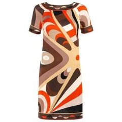 EMILIO PUCCI c.1960’s Multicolor Op Art Signature Print Silk Shift Dress