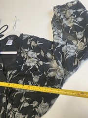 Vintage Diane Freis M Dress Black Grey Chiffon Wide Sash Tassels Pleated
