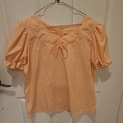 Vintage Square Dance Top Blouse Peach L/XL Cottage Prairie
