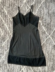 Vintage Deena Fine Lingerie Black Full Slip Dress Womens Size 40 Lace Bodice