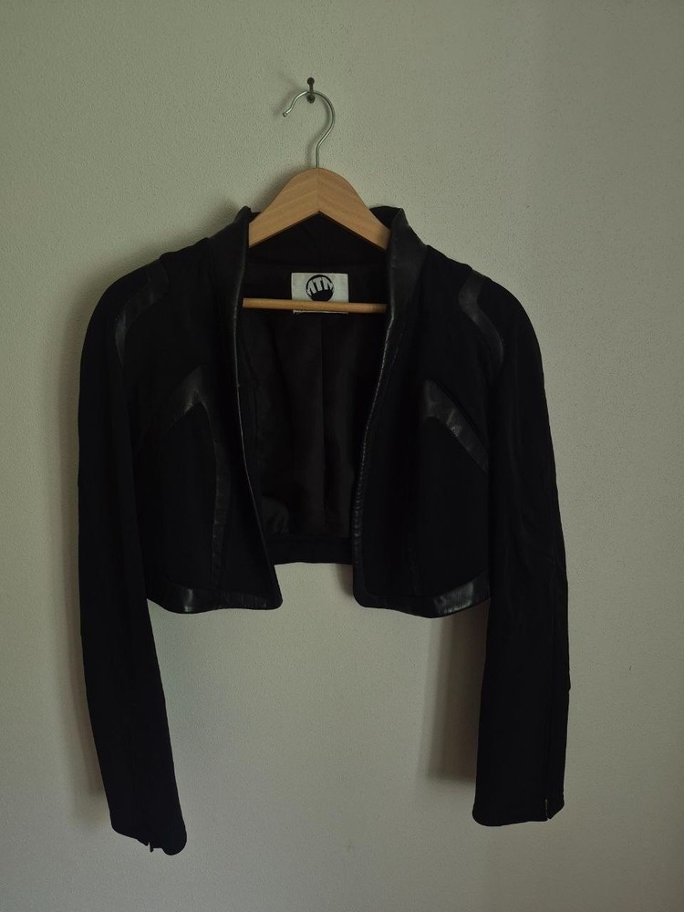 Vintage Thierry Mugler Velvet Velour Cropped Blazer Black 40