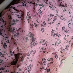 True Vintage Top Large Pink Floral Button-Up Peplum Shirt Long Sleeves Western