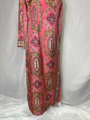 Vintage Long Pink W Accent Med Sized Dress No Tags 17 Inches Pit To Pit 49.5 L