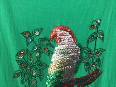 COOL VINTAGE 1980S RIO de JANEIRO BRAZIL SEQUIN PARROT WOMENS DRESS/COVERUP SZ M