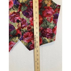 Vintage 90s My Michelle Womens LG Red Floral Tapestry Button Front Tie Back Vest
