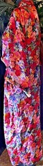 Vintage Cinema Etoile Bright Florals Red Pink Purple Green Robe Medium
