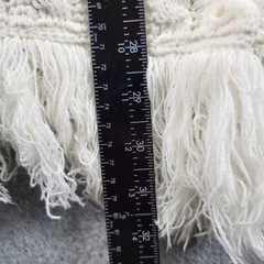 VTG Montgomery Ward White Cable Knit Poncho Button Shawl Fringe No Size Tag
