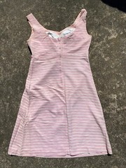 1950s 1960s Vintage Pink Hawaiian Floral Skirted Playsuit 1 Piece Swimsuit Dress