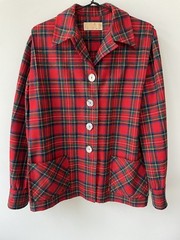 VTG 60s PENDLETON Jacket Shirt Shacket Women L 16 Wool 49er Red Tartan Plaid