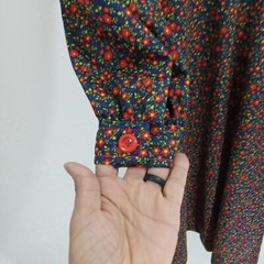 Handmade Navy Green Red Floral 1980 **Please Read Description For Sizing** VTG