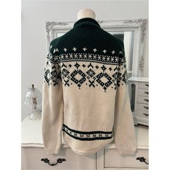 vintage 90s green and cream knit sweater