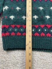 Vintage Eddie Bauer Sweater Women Medium Green Wool Reindeer Holidays Knit