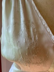1930s Bridal Nightgown | Embroidered Bias Cut Boudoir Gown | Ivory 30DI