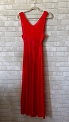 Vintage RED NYLON NIGHTGOWN Long Sheer LACE Old Hollywood VAMP Gown USA Large