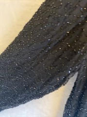 Vintage Laurence Kazar 100% Silk Beaded Sequined Evening Jacket Black Size PL
