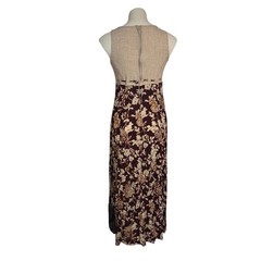 Vintage All That Jazz Floral Cottagecore Maxi Dress Sz 5/6 Small Neutral Colors