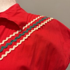Vintage 60s Square Dance Dress Rockabilly Swing Western Red