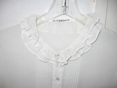 LOVELY VINTAGE WHITE CREPE BLOUSE WITH RUFFLES AND PINTUCKING