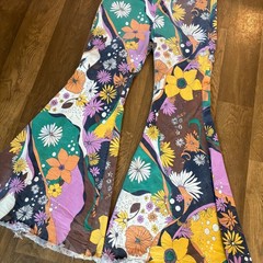 RARE We The Free Free People Boho “Just Float On” Frayed Flared Stretch Pants