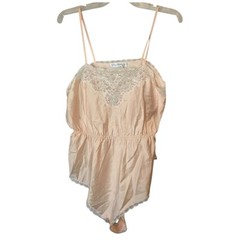 Vintage Eve Stillman Couture Teddy Pink Silky Lace Fairy Cottage Coquette Large