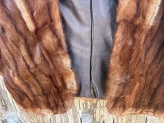 VTG 40s 50s REAL STRIPED MINK RAHWAY FUR STOLE WRAP AROUND SHAWL CAPE BOLERO
