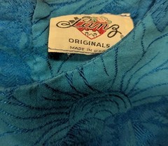 Vintage Lanz Originals USA Bright Blue Sunflower Floral Embroidered Dress Sz 14