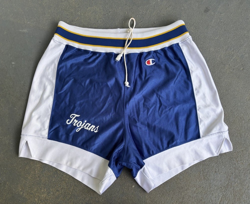 VTG 80s Champion Unisex Basketball Shorts.Trojans.L/XL