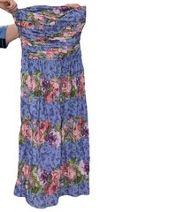 Vintage Jane Schaffhausen Belle France Strapless Floral Cottagecore Dress Sz 12