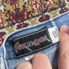 VTG 70s Foxmoor Blue Denim flared Jeans Bell Bottom Size 9 24×31 12″ leg opening