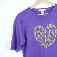 Vintage M L Top Purple Silk Embroidered Horses Western Rodeo Boho Maximalist 90s